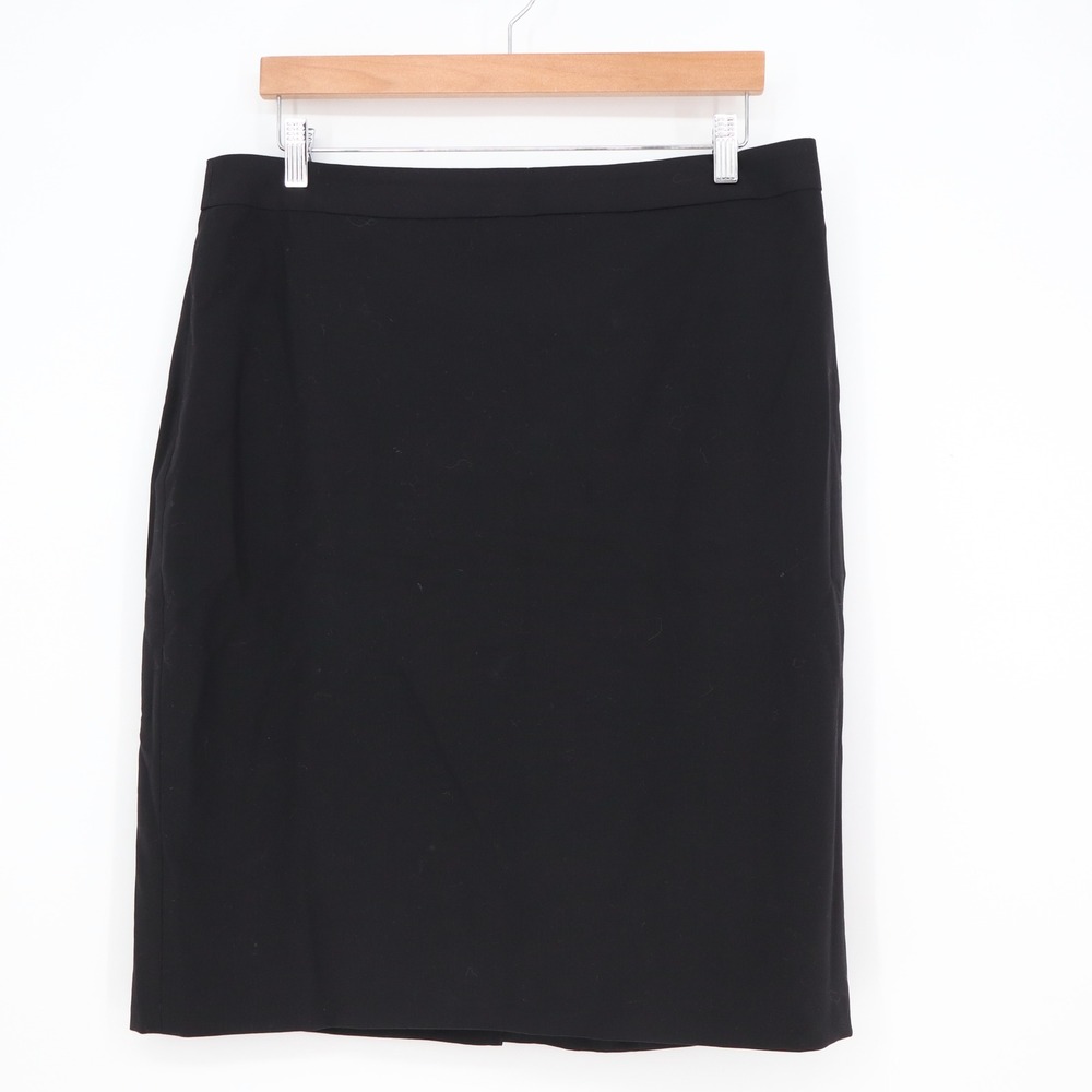 Banana Republic Wool Skirt Womens 14 Tall Pencil Black Stretch Excellent